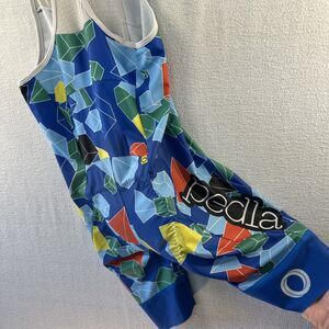 Pedla Cycling Bib Shorts Men’s medium Sublimation Print Seat Pad Retro Cyclist